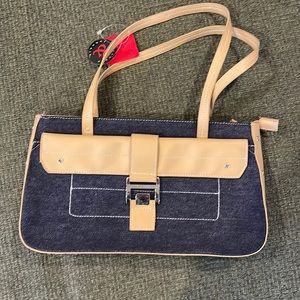 Frankie & Johnnie denim and beige contrast purse